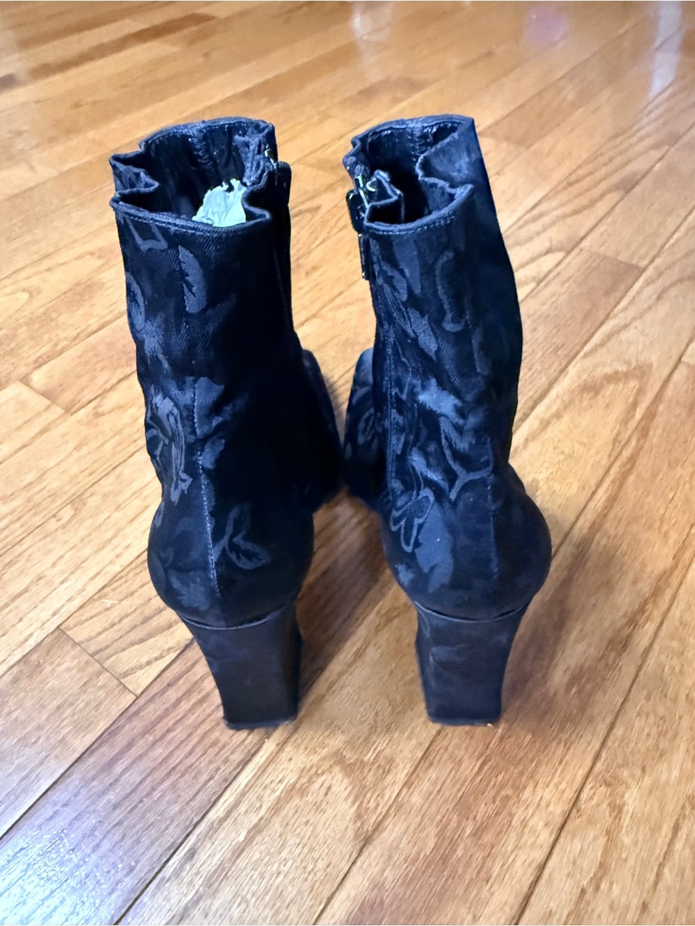 Via Spiga Black Floral Jacquard Ankle Booties - Picture 4 of 6